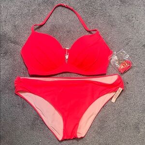 NWT Victoria’s Secret Coral bikini Angel Convertible 34D XL Classic Hipster